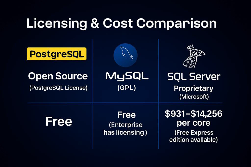 PostgreSQL vs MySQL vs SQL Server