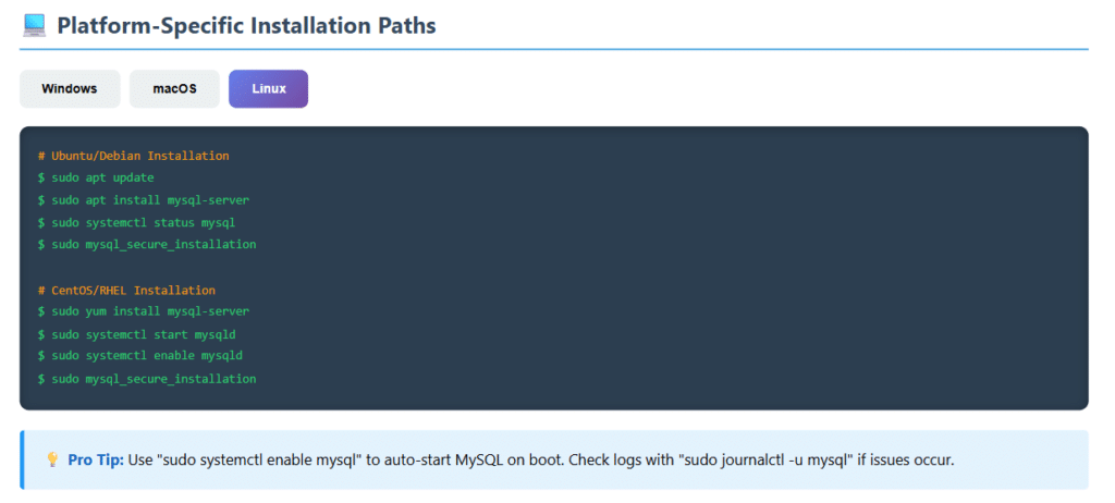 mysql installation on linux