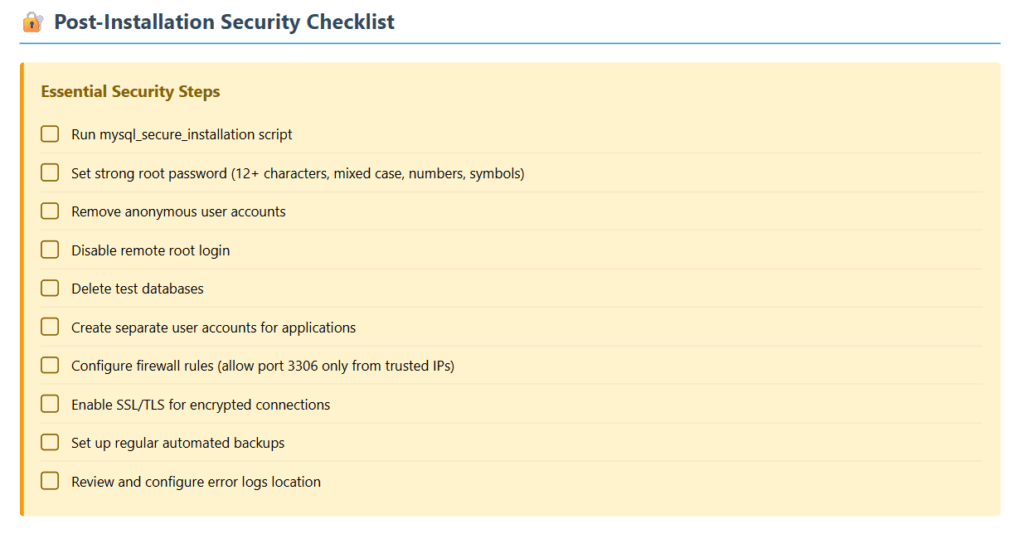 Post Installation security check