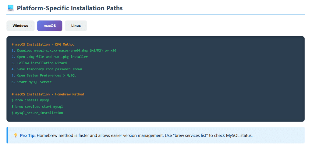 mysqlinstallation on mac