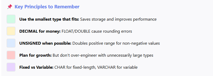 data type key principles